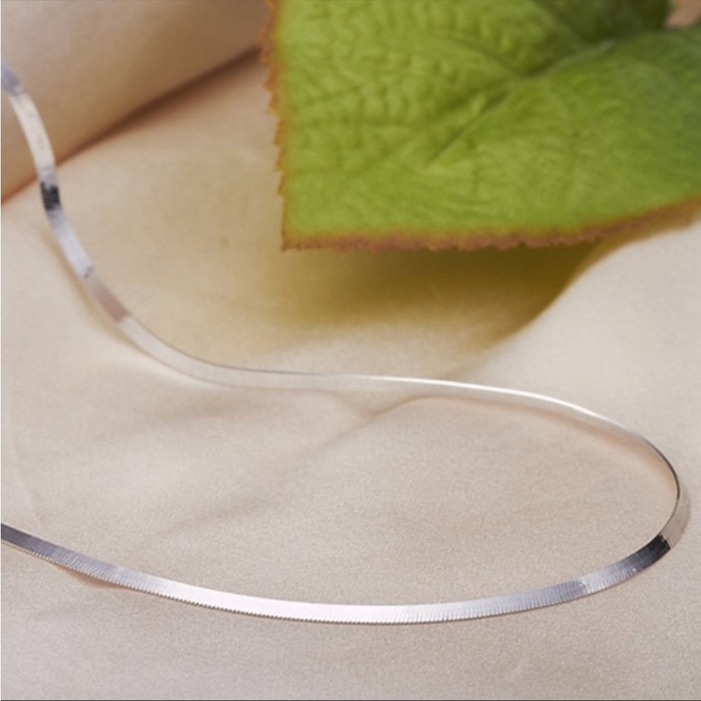 New Unisex 925 Silver Flat Snake Necklace - Picture 6 of 6